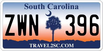 SC license plate ZWN396