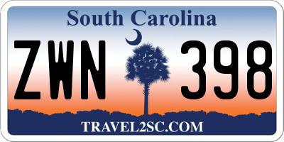 SC license plate ZWN398