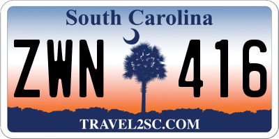 SC license plate ZWN416