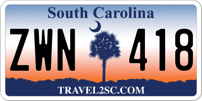 SC license plate ZWN418