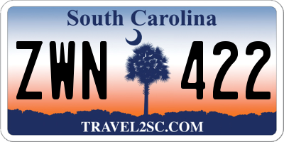 SC license plate ZWN422