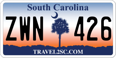 SC license plate ZWN426