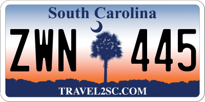 SC license plate ZWN445