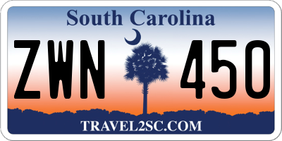 SC license plate ZWN450