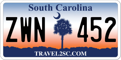 SC license plate ZWN452