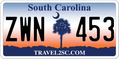 SC license plate ZWN453