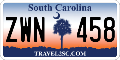 SC license plate ZWN458