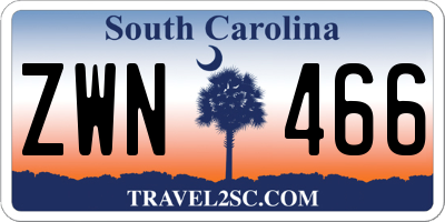SC license plate ZWN466