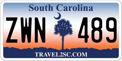 SC license plate ZWN489