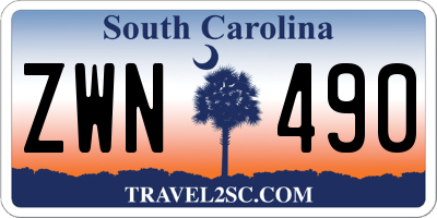 SC license plate ZWN490