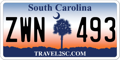 SC license plate ZWN493