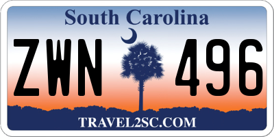 SC license plate ZWN496