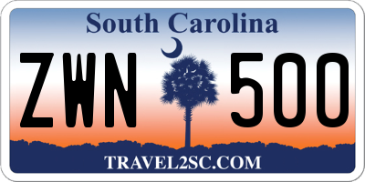 SC license plate ZWN500