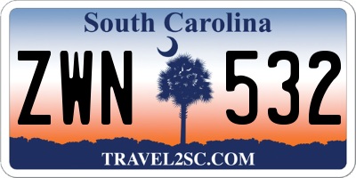 SC license plate ZWN532