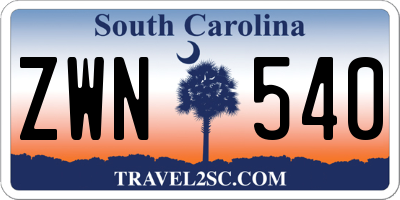 SC license plate ZWN540