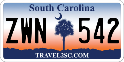 SC license plate ZWN542