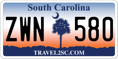 SC license plate ZWN580