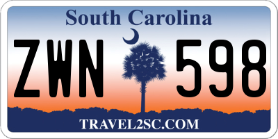 SC license plate ZWN598