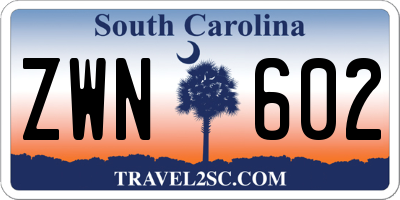 SC license plate ZWN602