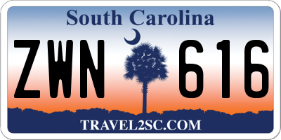 SC license plate ZWN616
