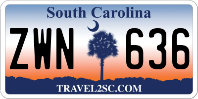 SC license plate ZWN636