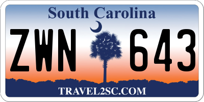 SC license plate ZWN643