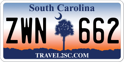 SC license plate ZWN662