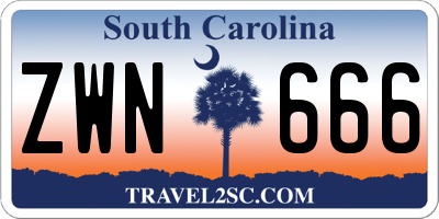 SC license plate ZWN666