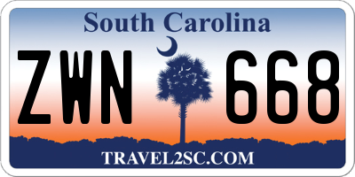 SC license plate ZWN668