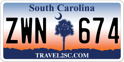 SC license plate ZWN674