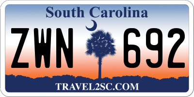 SC license plate ZWN692