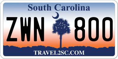 SC license plate ZWN800