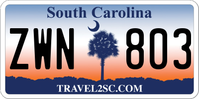 SC license plate ZWN803