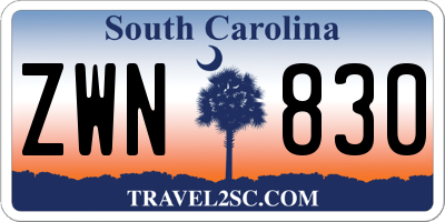 SC license plate ZWN830