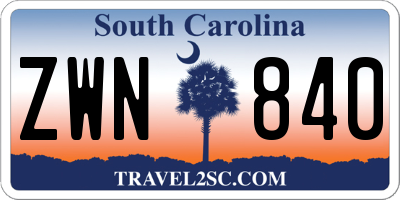 SC license plate ZWN840