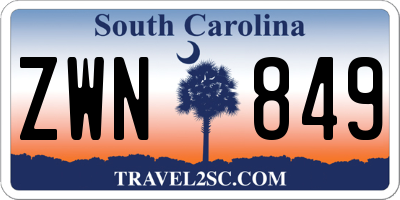 SC license plate ZWN849