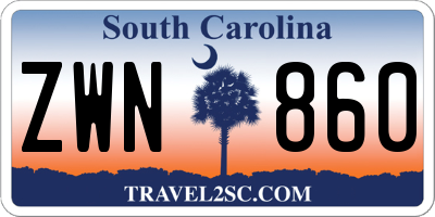SC license plate ZWN860
