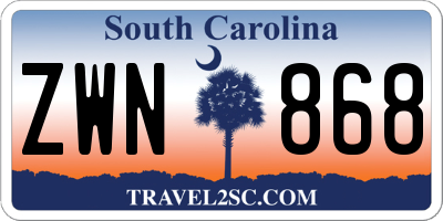 SC license plate ZWN868