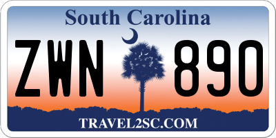 SC license plate ZWN890