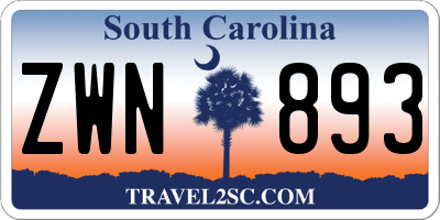 SC license plate ZWN893