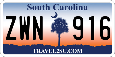 SC license plate ZWN916