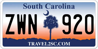 SC license plate ZWN920