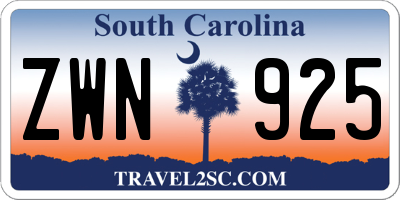 SC license plate ZWN925