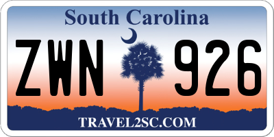 SC license plate ZWN926