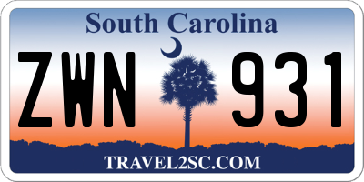 SC license plate ZWN931