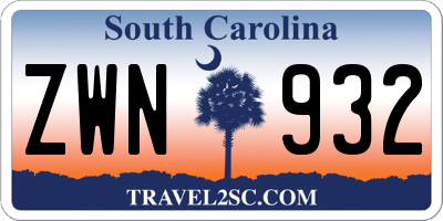 SC license plate ZWN932