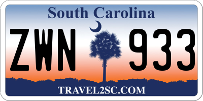 SC license plate ZWN933