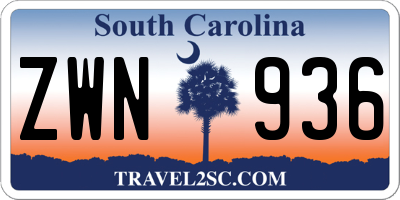 SC license plate ZWN936