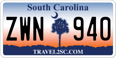 SC license plate ZWN940