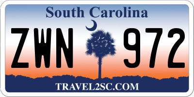 SC license plate ZWN972